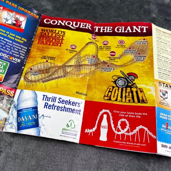 Six Flags Great America 2014 Park Map Guide Goliath Opening Year Hurricane Harbo - Picture 5 of 8